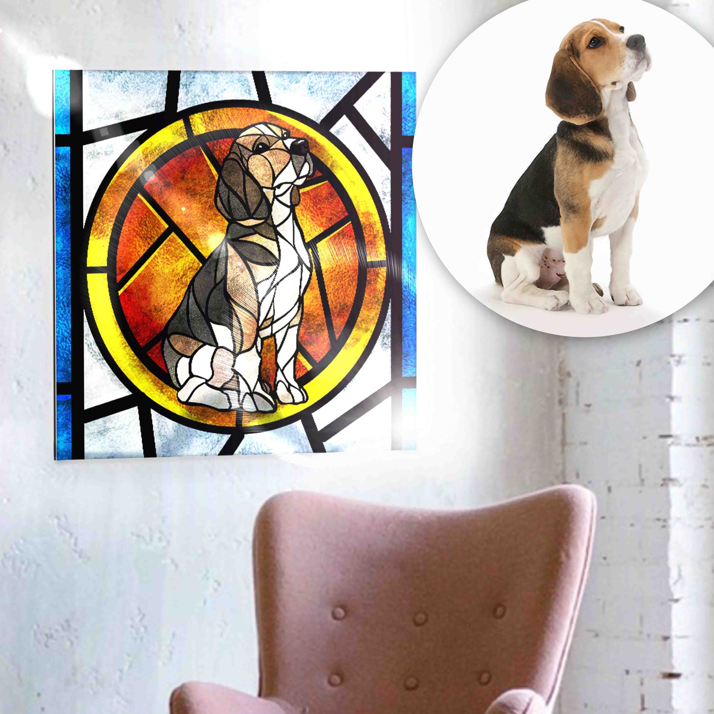 Stained Glass Style Pet Portrait