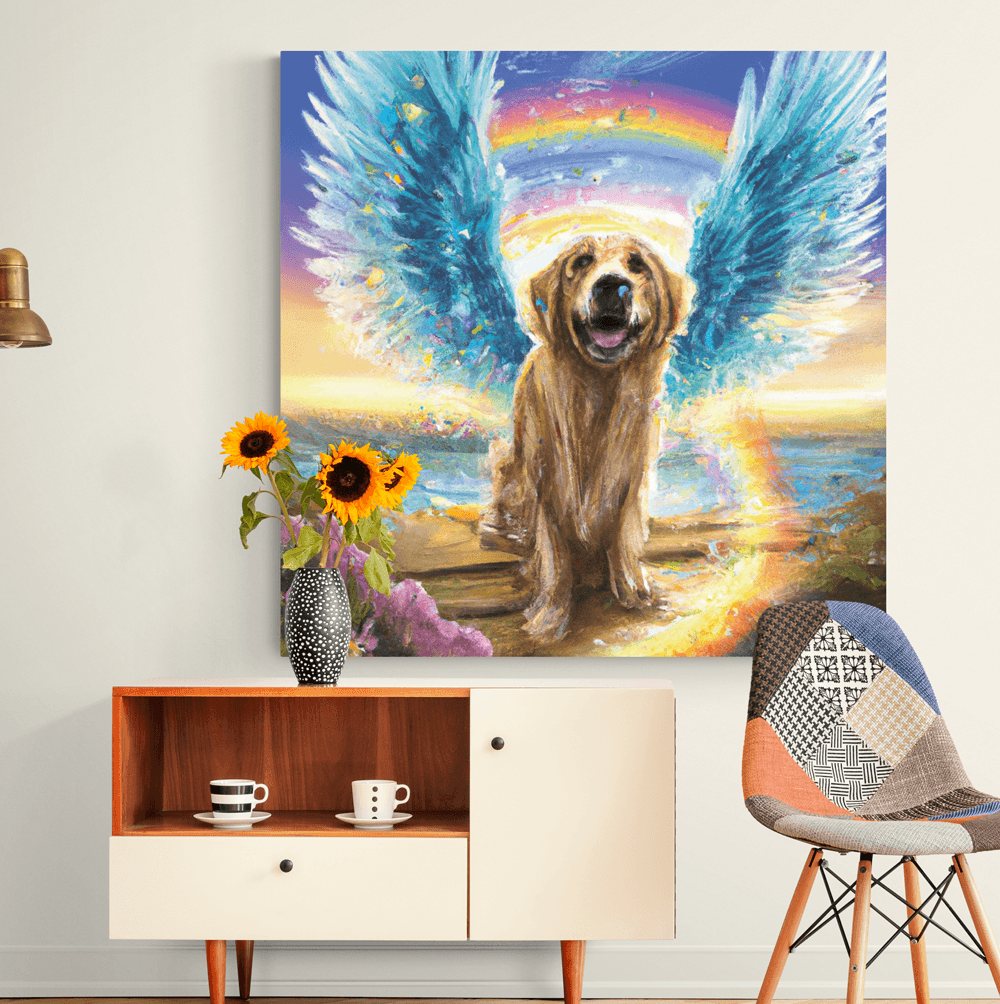 Golden Retriever Rainbow Bridge Crossing - FlowerPup