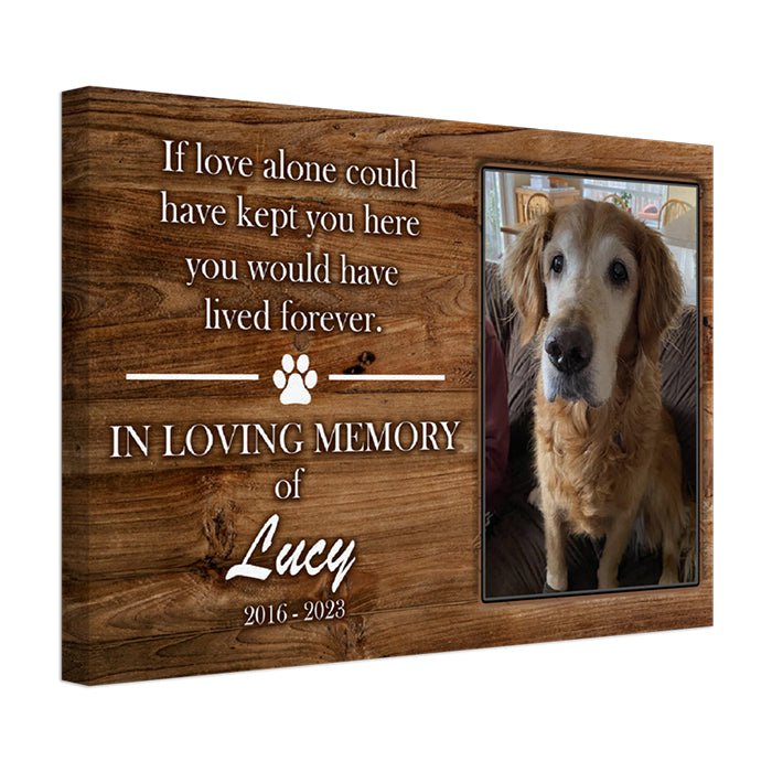 Wood style Pet memorial gift with picture and customizable name